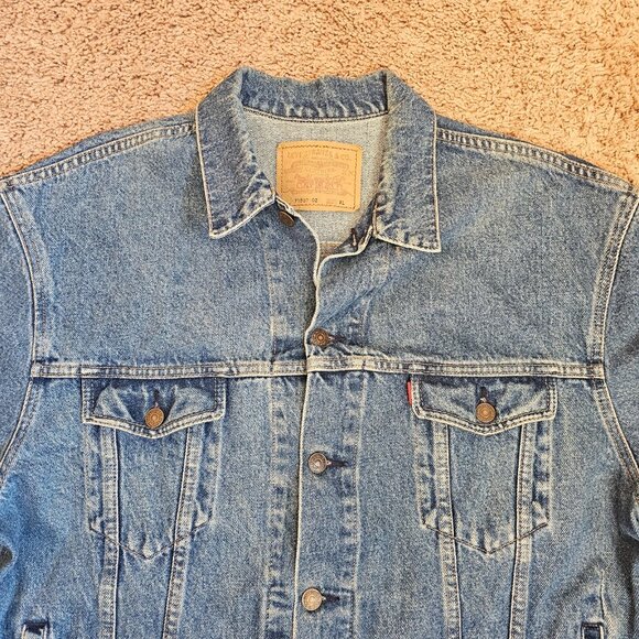 Vtg Levis Jean Jacket 70503-02 XL Britain Hard Rock London Denim Trucker 80s 90s - Picture 6 of 13